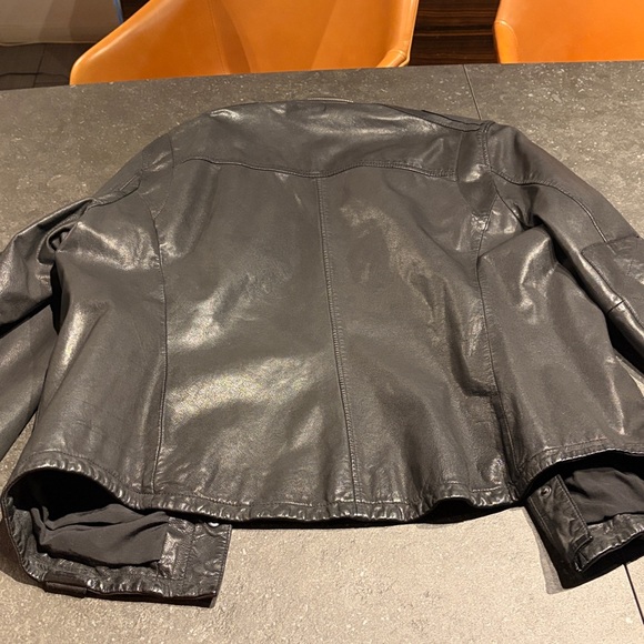 Men's All Saints Black Leather Shirt Jacket XXL - Picture 8 of 10